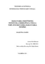 Diplomdarbs 'Ekotūrisma potenciāla modelēšana Stella vidē. Engures ezera dabas parka piemērs', 1.