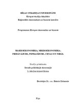 Konspekts 'Makroekonomika, mikroekonomika. Piedāvājums, pieprasījums. Cenas un tirgi', 1.
