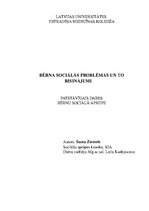 Konspekts 'Bērna sociālās problēmas un to risinājumi', 1.