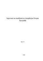 Referāts 'Ieguvumi un zaudējumi no integrācijas Eiropas Savienībā', 1.