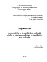 Referāts 'Apmierinātības ar komunikāciju organizācijā saistība ar uzticēšanos vadītājam un', 1.