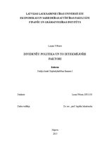Referāts 'Dividenžu politika un to ietekmējošie faktori', 1.