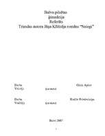 Referāts 'Trimdas rakstnieka Jāņa Klīdzēja romāns "Sniegi"', 1.