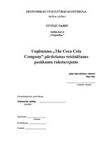 Referāts 'Uzņēmuma "The Coca Cola Company" pārdošanas veicināšanas pasākumu raksturojums', 1.