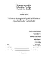 Referāts 'Mācību metožu pielietojums ekonomikas pamatu stundās pamatskolā', 1.