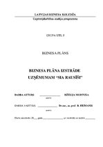 Biznesa plāns 'Biznesa plāna izstrāde  uzņēmumam SIA "Rausīši"', 1.