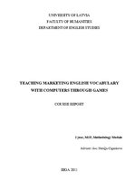 Referāts 'Teaching Marketing English Vocabulary With Computers Through Games', 1.