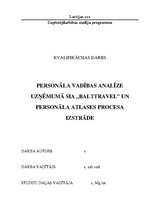 Diplomdarbs 'Анализ управления персоналом на предприятии SIA "Balttravel" и разработка процес', 1.