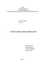 Prakses atskaite 'Pirmsskolas izglītības skolotāja kvalifikācijas prakse', 1.