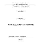 Referāts 'Motivēšanas metodes uzņēmumā', 1.