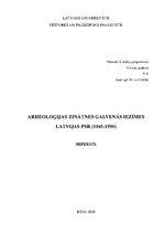 Referāts 'Arheoloģijas zinātnes galvenās iezīmes Latvijas PSR', 1.