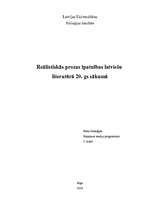Referāts 'Reālistiskās prozas īpatnības latviešu literatūrā 20.gs. sākumā', 1.