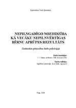 Referāts 'Nepilngadīgo noziedzība kā vecāku nepilnvērtīgas bērnu aprūpes rezultāts', 1.