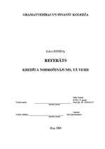Referāts 'Kredīta nodrošinājums, tā veidi', 1.