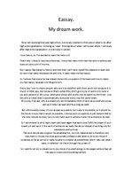 Eseja 'My Dream Work', 1.