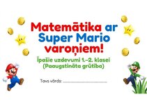 Prezentācija 'Matemātika ar Super Mario varoņiem: īpašie uzdevumi 1.–2. klasei', 1.