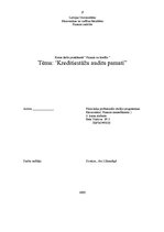 Referāts 'Kredītiestāžu audita pamati', 1.