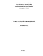 Konspekts 'Investīciju analīze uzņēmumā', 1.