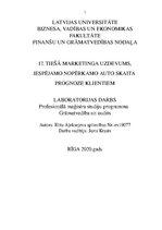 Prakses atskaite 'Tiešā marketinga uzdevums, iespējamo nopērkamo auto skaita prognoze klientiem', 1.