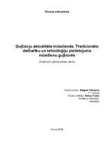 Referāts 'Guļbūvju aktualitāte mūsdienās. Tradicionālo darbarīku un tehnoloģiju pielietoju', 1.