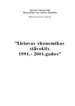 Konspekts 'Lietuvas ekonomikas stāvoklis 1991.-2001.gados', 1.
