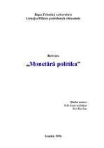 Referāts 'Monetārā politika', 1.