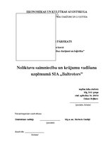 Prakses atskaite 'Prakses atskaite par noliktavu saimniecību un krājumu vadīšanu uzņēmumā SIA "Bal', 1.