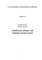 Referāts 'Atbildība par aizliegto vielu (dopinga) lietošanu sportā', 1.
