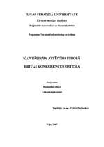 Konspekts 'Kapitālisma attīstība Eiropā. Brīvas konkurences sistēma', 1.