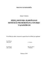 Diplomdarbs 'Dīzeļmotora barošanas sistēma ar elektriski vadāmu augstspiediena sūkni', 1.