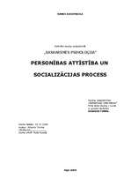 Referāts 'Personības attīstība un socializācijas process', 1.