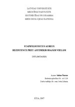 Diplomdarbs 'Staphylococcus aureus. Rezistence pret antimikrobajām vielām', 1.