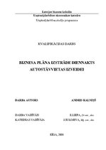 Biznesa plāns 'Biznesa plāna izstrāde diennakts autostāvvietas izveidei', 1.