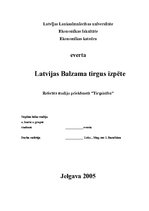 Referāts 'Tirgus izpēte uzņēmumam "Latvijas Balzams"', 1.