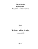 Eseja 'Kvalitātes vadības pieredze dažādās valstīs', 1.