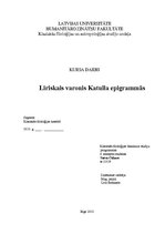 Referāts 'Liriskais varonis Katulla epigrammās', 1.