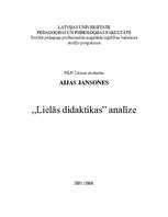 Konspekts 'Lielā didaktikas analīze', 1.