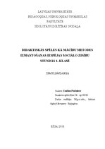 Diplomdarbs 'Didaktiskās spēles kā mācību metodes izmantošanas iespējas sociālo zinību stundā', 1.