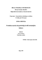 Referāts 'Produkta marka kā patērētāja izvēli ietekmējošs faktors', 1.