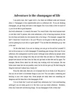 Eseja 'Adventure is the Champagne of Life', 1.