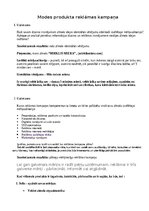 Konspekts 'Modes produkta reklāmas kampaņa', 1.