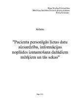 Referāts 'Pacienta personīgās lietas datu aizsardzība, informācijas noplūdes izmantošana d', 1.