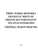 Konspekts 'Ēriha Marija Remarka grāmatas "Rietumu frontē bez pārmaiņām" tēlainās izteiksmes', 1.