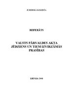 Referāts 'Valsts pārvaldes akta jēdziens un tam izvirzāmās prasības', 1.