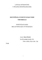 Referāts 'Motivēšana un motivācijas veidi vidusskolai', 1.