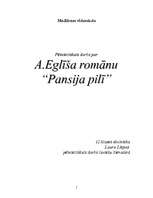 Referāts 'A.Eglīša romāna "Pansija pilī" analīze', 1.