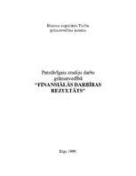 Referāts 'Finansiālās darbības rezultāts', 1.