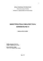 Diplomdarbs 'Kredītpolitikas organizēšana komercbankās', 1.