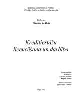 Referāts 'Kredītiestāžu licencēšana un darbība', 1.