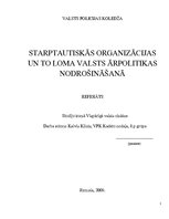 Referāts 'Starptautiskās organizācijas un to loma valsts ārpolitikas nodrošināšanā', 1.